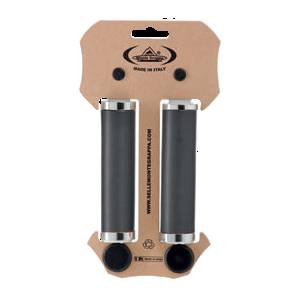 COPPIA MANOPOLE CICLO IN CUOIO l.125mm. CON COLLARINO *NERO* - MONTEGRAPPA