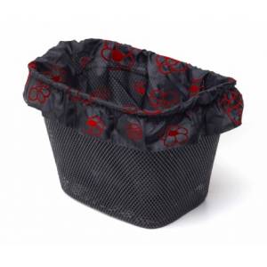 COPRICESTO ANTERIORE IN NYLON FANTASIA NERO FIORI ROSSI