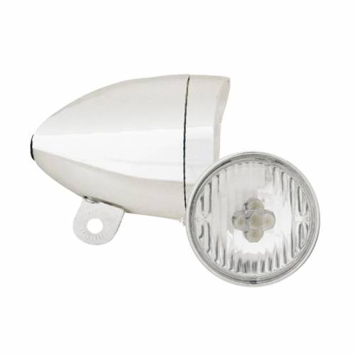 FANALE ANTERIORE CICLO (RIFLETTORE) A BATTERIA 4 LED  *CROMATO*