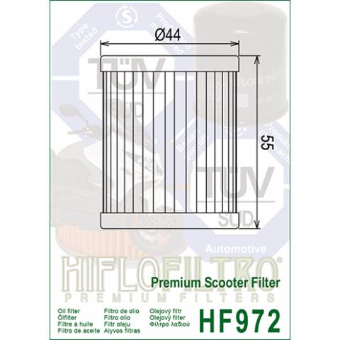 FILTRO OLIO HIFLO HF972 Premium Scooter