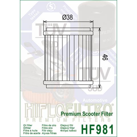 FILTRO OLIO HIFLO HF981 Premium Scooter