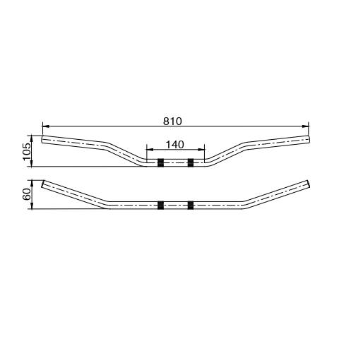 PIEGA MANUBRIO MOTO ALLUMINIO l.810mm. h.105mm. ANODIZZATO