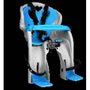 SEGGIOLINO ANTERIORE SIMPATICO ATTACCO AL MANUBRIO GRIGIO IMBOTTITURA AZZURRA CON BARRA PROTETTIVA