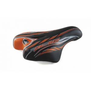 SELLA CICLO 210x140mm. MTB JUNIOR 12/16 *NERO ARANCIO* - MONTEGRAPPA Ok Go