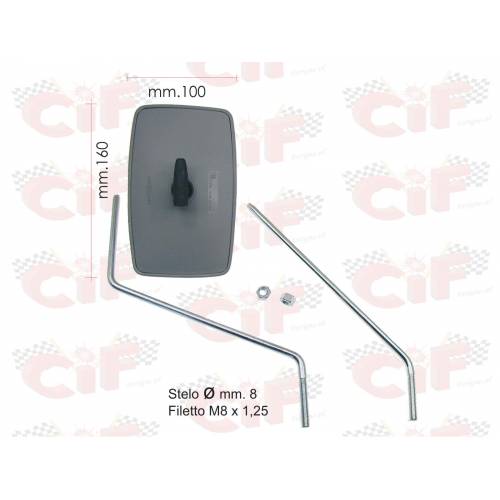 SPECCHIO SINISTRO/DESTRO PIAGGIO APE 50 TL2-TMP CON DOPPIA ASTA PER BRACCIO LUNGO O CORTO