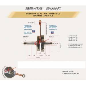 ALBERO MOTORE PIAGGIO 50 VESPA CONO 20mm. - MAZZUCCHELLI AMT026
