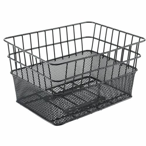 CESTINO ANTERIORE RETTANGOLARE IN RETE DOPPIA MAGLIA 40x30x22cm. *NERO*