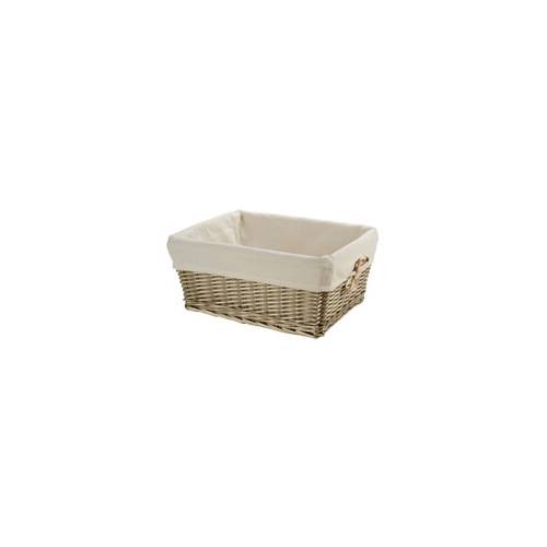 CESTINO IN VIMINI 41x31x19 RETTANGOLARE CON FODERA *INVECCHIATO*