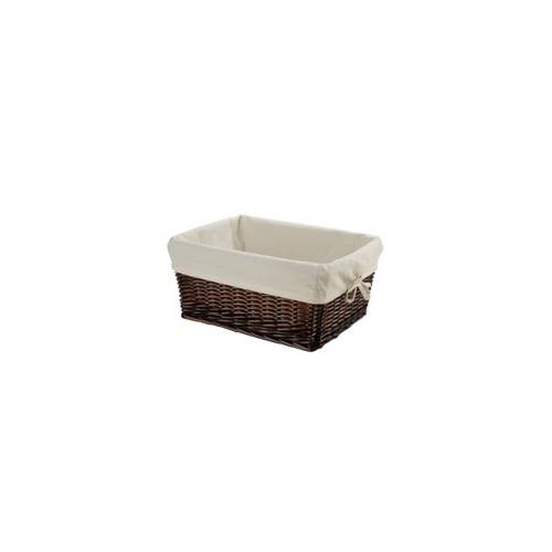 CESTINO IN VIMINI 41x31x19 RETTANGOLARE CON FODERA *MARRONE*