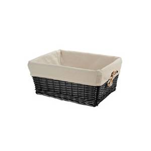 CESTINO IN VIMINI 41x31x19 RETTANGOLARE CON FODERA *NERO*