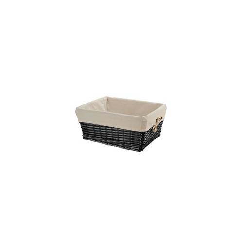 CESTINO IN VIMINI 41x31x19 RETTANGOLARE CON FODERA *NERO*