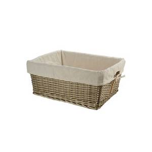 CESTINO IN VIMINI 47x37x21 RETTANGOLARE CON FODERA *INVECCHIATO*
