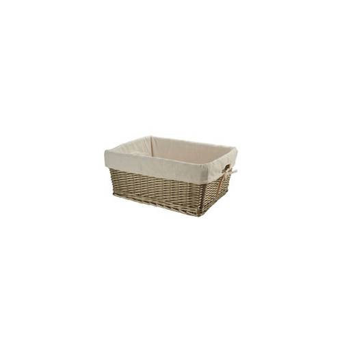 CESTINO IN VIMINI 47x37x21 RETTANGOLARE CON FODERA *INVECCHIATO*