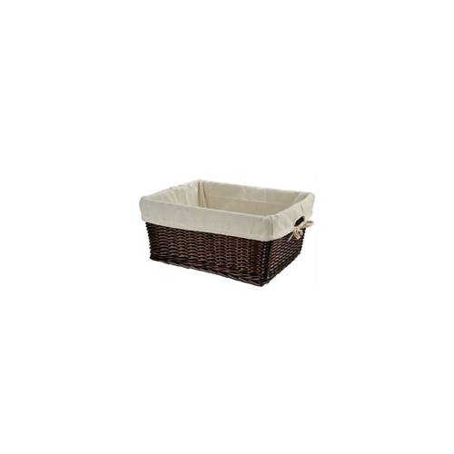 CESTINO IN VIMINI 47x37x21 RETTANGOLARE CON FODERA *MARRONE*