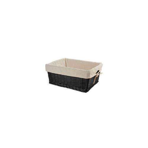 CESTINO IN VIMINI 47x37x21 RETTANGOLARE CON FODERA *NERO*