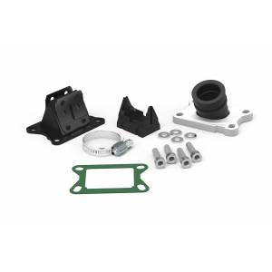 COLLETTORE ASPIRAZIONE INCLINATO X360 d.21/24,5 E LUNGHEZZA 27 IN FKM COMPLETO DI VALVOLA LAMELLARE PER ENDURO CON MOTORI DERBI