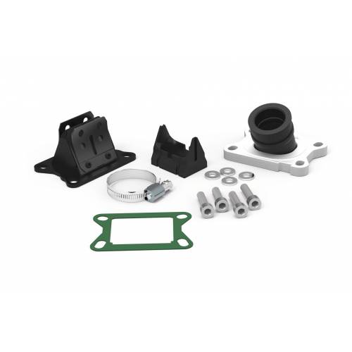 COLLETTORE ASPIRAZIONE INCLINATO X360 d.21/24,5 E LUNGHEZZA 27 IN FKM COMPLETO DI VALVOLA LAMELLARE PER ENDURO CON MOTORI DERBI