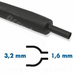 GUAINA PER CABLAGGI TERMORESTRINGENTE 3,2-]1,6mm. *NERO* AL METRO