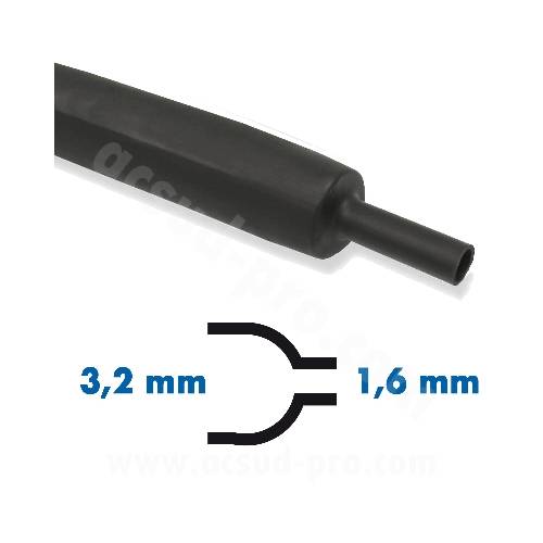 GUAINA PER CABLAGGI TERMORESTRINGENTE 3,2-]1,6mm. *NERO* AL METRO