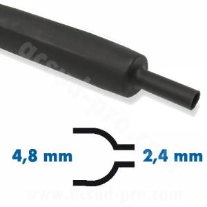 GUAINA PER CABLAGGI TERMORESTRINGENTE 4,8-]2,4mm. *NERO* AL METRO