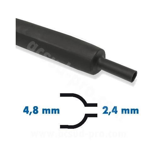GUAINA PER CABLAGGI TERMORESTRINGENTE 4,8-]2,4mm. *NERO* AL METRO