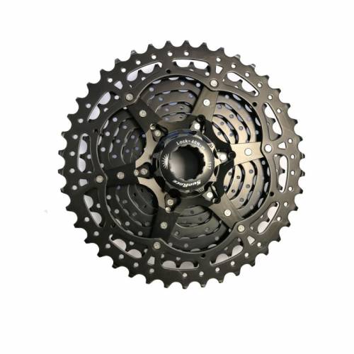 RUOTA LIBERA 10 VELOCITA' z11-13-15-18-21-24-28-32-36-42 A CASSETTA COMPATIBILE SHIMANO CORPO NERO INGRANAGGI NERI