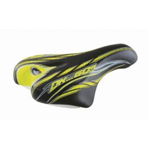 SELLA CICLO 230x150mm. MTB JUNIOR 16/20 *NERO GIALLO* - MONTEGRAPPA Ok Go