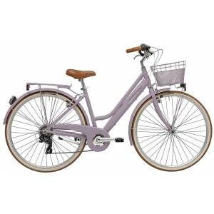 CICLO 28 CITY DONNA TELAIO 45 ALLUMINIO 6 VELOCITA'  *MALVA* CON CESTINO IN TINTA - ADRIATICA Sity Retro'
