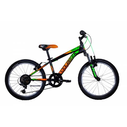 CICLO 20 MTB MASCHIO TELAIO 28 ACCIAIO 6 VELOCITA' FORCELLA AMMORTIZZATA *NERO GIALLO BLU" - DOUBLEZZ "Maniac"