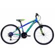 CICLO 24 MTB UOMO TELAIO 34 ACCIAIO 18 VELOCITA' FORCELLA AMMORTIZZATA *BLU GIALLO VERDE* - DOUBLEZZ "Maniac"