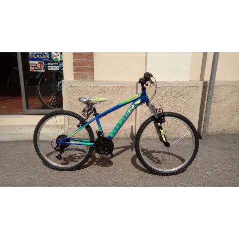 CICLO 24 MTB UOMO TELAIO 34 ACCIAIO 18 VELOCITA' FORCELLA AMMORTIZZATA *BLU GIALLO VERDE* - DOUBLEZZ "Maniac"