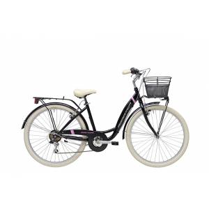 CICLO 26 CITY DONNA TELAIO 42 ACCIAIO 6 VELOCITA' *NERO OPACO* CON CESTNO IN TINTA - ADRIATICA Panda 26