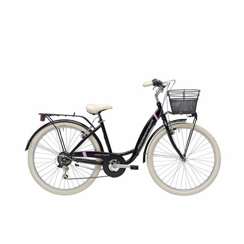 CICLO 26 CITY DONNA TELAIO 42 ACCIAIO 6 VELOCITA' *NERO OPACO* CON CESTNO IN TINTA - ADRIATICA Panda 26