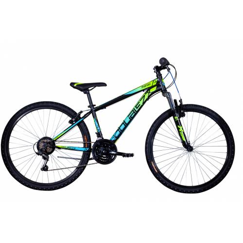 CICLO 26 MTB UOMO TELAIO 36 ACCIAIO 18 VELOCITA' FORCELLA AMMORTIZZATA *NERO GIALLO AZZURRO* - DOUBLEZZ Maniac