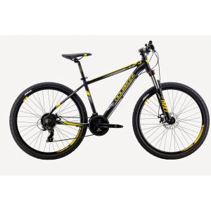 CICLO 27,5 MTB UOMO TELAIO 48/L ALLUMINIO 24 VELOCITA' FRENI A DISCO IDRAULICI FORCELLA AMMORTIZZATA *NERO GIALLO* - DOUBLEZZ H