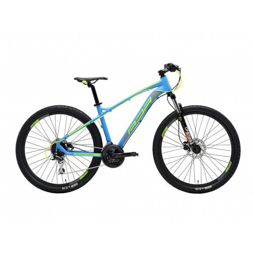 CICLO 27,5 MTB UOMO TELAIO ALLUMINIO 44 Tg.M 24 VELOCITA'  FRENI A DISCO IDRAULICI FORCELLA AMMORTIZZATA *AZZURRO GIALLO" - ADR