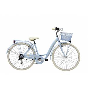 CICLO 28 CITY DONNA TELAIO 42 ACCIAIO 6 VELOCITA' *AZZURRO OPACO* CON CESTNO IN TINTA - ADRIATICA Panda 28