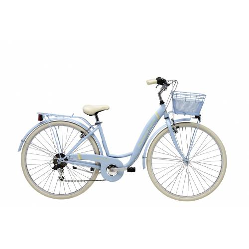 CICLO 28 CITY DONNA TELAIO 42 ACCIAIO 6 VELOCITA' *AZZURRO OPACO* CON CESTNO IN TINTA - ADRIATICA Panda 28