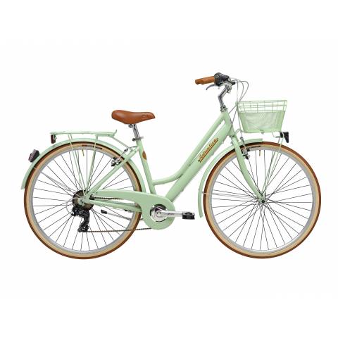 CICLO 28 CITY DONNA TELAIO 45 ALLUMINIO 6 VELOCITA'  *VERDE MENTA* CON CESTINO IN TINTA - ADRIATICA Sity Retro'