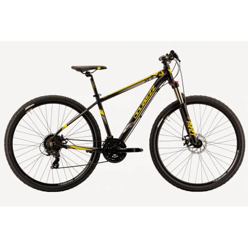 CICLO 29 MTB UOMO TELAIO 44/M ALLUMINIO 21 VELOCITA' FRENI A DISCO MECCANICI FORCELLA AMMORTIZZATA *NERO GIALLO* - DOUBLEZZ Hac