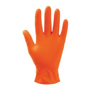 GUANTI LAVORO NITRILE GRIP SPESSI *ARANCIONE* Tg.M 50pz. - PALMPRO Premium 773